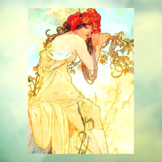 Alphonse Mucha Jugendstil Sommer Fensteraufkleber (Blatt 3)