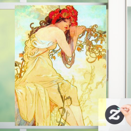Alphonse Mucha Jugendstil Sommer Fensteraufkleber (Zuhause)
