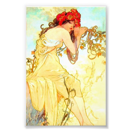 Alphonse Mucha Jugendstil Sommer Fotodruck (Vorne)