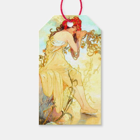 Alphonse Mucha Jugendstil Sommer Geschenkanhänger (Vorderseite)
