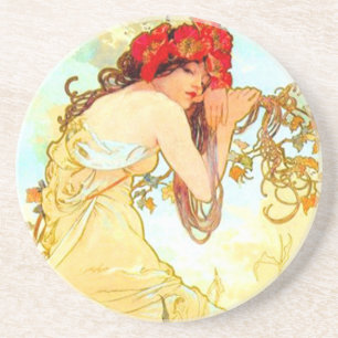 Alphonse Mucha Jugendstil Sommer Getränkeuntersetzer