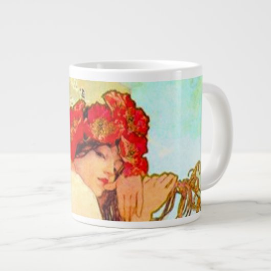 Alphonse Mucha Jugendstil Sommer Jumbo-Tasse (Vorderseite Rechts)