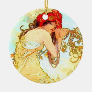 Alphonse Mucha Jugendstil Sommer Keramik Ornament