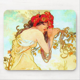 Alphonse Mucha Jugendstil Sommer Mousepad