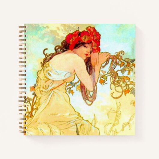 Alphonse Mucha Jugendstil Sommer Notizblock (Vorderseite)