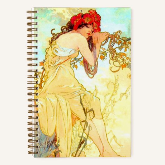 Alphonse Mucha Jugendstil Sommer Notizblock (Vorderseite)