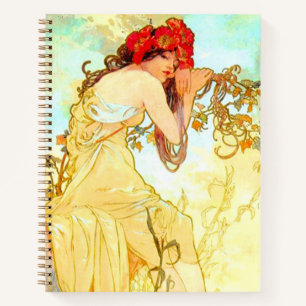 Alphonse Mucha Jugendstil Sommer Notizblock