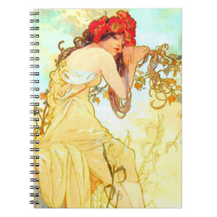 Alphonse Mucha Jugendstil Sommer Notizblock