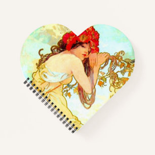 Alphonse Mucha Jugendstil Sommer Notizblock