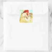 Alphonse Mucha Jugendstil Sommer Quadratischer Aufkleber (Tasche)