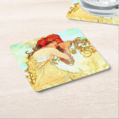 Alphonse Mucha Jugendstil Sommer Rechteckiger Pappuntersetzer (angewinkelt)