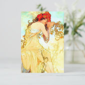 Alphonse Mucha Jugendstil Sommer RSVP Karte (Stehend Vorderseite)