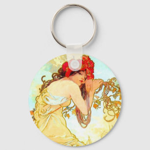Alphonse Mucha Jugendstil Sommer Schlüsselanhänger