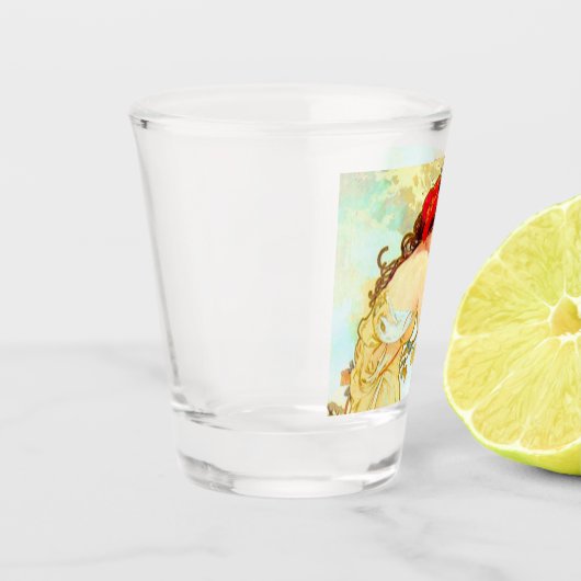 Alphonse Mucha Jugendstil Sommer Schnapsglas (Links)