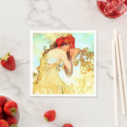 Alphonse Mucha Jugendstil Sommer Serviette (Beispiel)