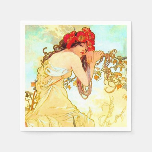 Alphonse Mucha Jugendstil Sommer Serviette (Vorderseite)