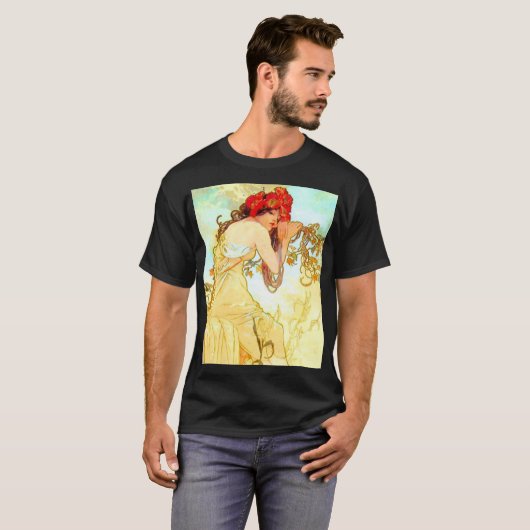 Alphonse Mucha Jugendstil Sommer T-Shirt (Vorne ganz)