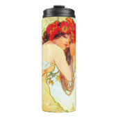 Alphonse Mucha Jugendstil Sommer Thermosbecher (Vorderseite)