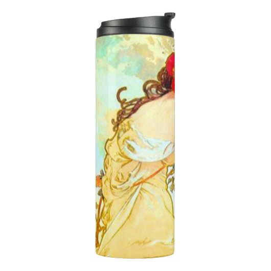 Alphonse Mucha Jugendstil Sommer Thermosbecher (Nach links gedreht)