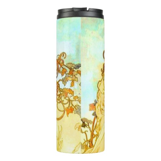 Alphonse Mucha Jugendstil Sommer Thermosbecher (Rückseite)