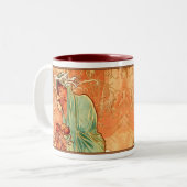 Alphonse Mucha Jugendstil-Winter Lady Kaffeecup-Ta Zweifarbige Tasse (Vorderseite Links)
