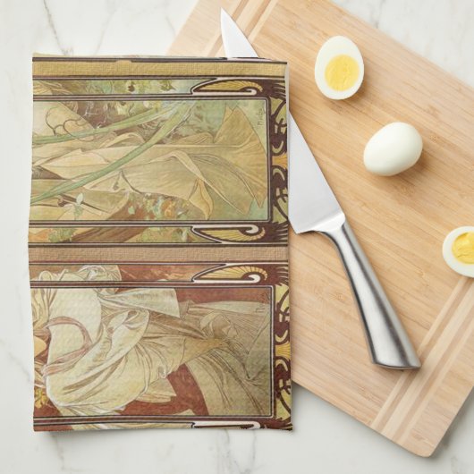 Alphonse Mucha - Jugendstilmeister Geschirrtuch (Viertel Falte)