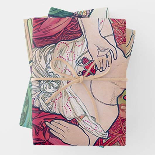 Alphonse Mucha, Juwels Geschenkpapier Set (Beispiel)