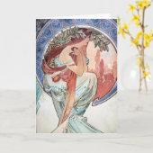 Alphonse Mucha Karte (Gelbe Blume)