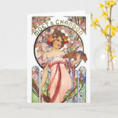 Alphonse Mucha Karte (Gelbe Blume)