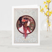 Alphonse Mucha Karte (Gelbe Blume)