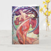 Alphonse Mucha Karte (Gelbe Blume)