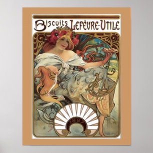 Alphonse Mucha Kekse Plätzchen Vintage Anzeige Poster