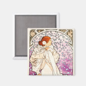 Alphonse Mucha La Dame 1896 Jugendstil Vintag Magnet (Vorderseite/Rückseite)