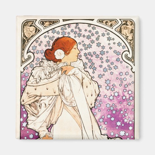 Alphonse Mucha La Dame 1896 Jugendstil Vintag Magnet (Vorne)