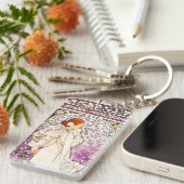 Alphonse Mucha La Dame 1896 Jugendstil Vintag Schlüsselanhänger (Vorderseite rechts)