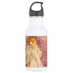 Alphonse Mucha La Dame Aux Camelias: Art Nouveau Edelstahlflasche