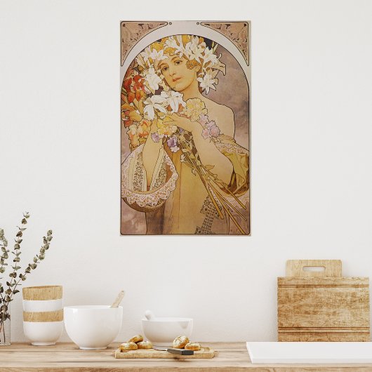 Alphonse Mucha. La Fleur/Blume, c.1897 Poster (Küche)