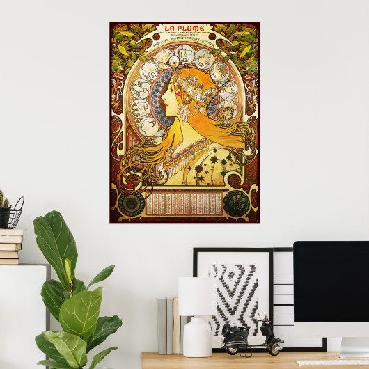 Alphonse Mucha La Plume Poster (Heimbüro)