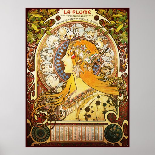 Alphonse Mucha La Plume Poster (Vorne)