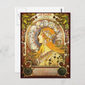 Alphonse Mucha La Plume Postkarte (Vorne/Hinten)