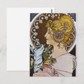 Alphonse Mucha. La Plume/The Pen, 1899 Postkarte (Vorne/Hinten)