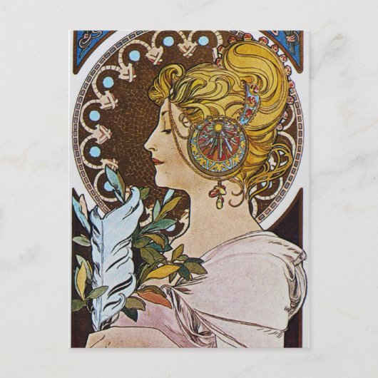 Alphonse Mucha. La Plume/The Pen, 1899 Postkarte (Vorderseite)