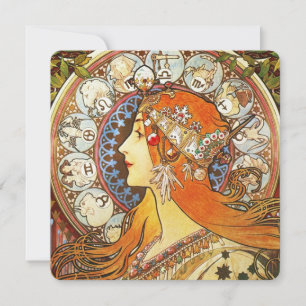 Alphonse Mucha La Plume Zodiac Art Nouveau Vintag