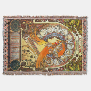 Alphonse Mucha La Plume Zodiac Art Nouveau Vintag Decke