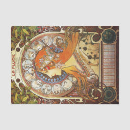 Alphonse Mucha La Plume Zodiac Art Nouveau Vintag Seidenpapier