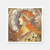 Alphonse Mucha La Plume Zodiac Art Nouveau Vintag
