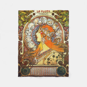 Alphonse Mucha La Plume Zodiac Art Nouveau Vintage Fleecedecke