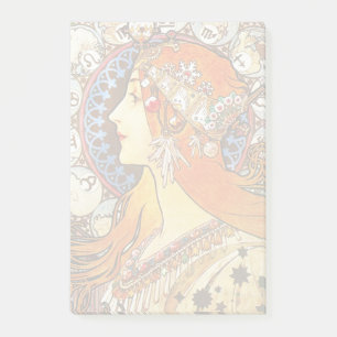 Alphonse Mucha La Plume Zodiac Art Nouveau Vintage Post-it Klebezettel