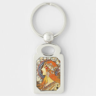 Alphonse Mucha La Plume Zodiac Art Nouveau Vintage Schlüsselanhänger