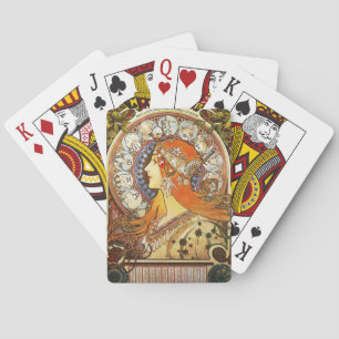 Alphonse Mucha La Plume Zodiac Art Nouveau Vintage Spielkarten